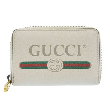 GUCCI Leather Coin Case 496319 White Ladies