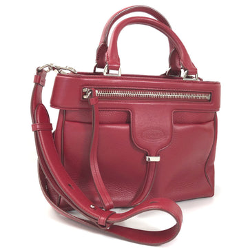 TOD'S shoulder bag handbag leather red ladies