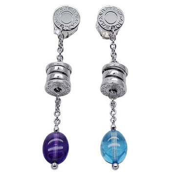 BVLGARI Earrings Women's Blue Topaz Amethyst 750WG B-zero1 B Zero One Element Polished