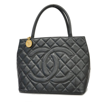 Chanel tote bag reissue tote caviar skin black gold metal