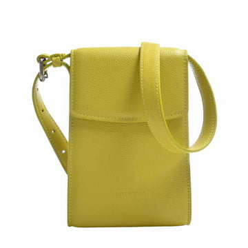 BALENCIAGA Leather Ghost Phone Holder Shoulder Bag 618868 Yellow Ladies