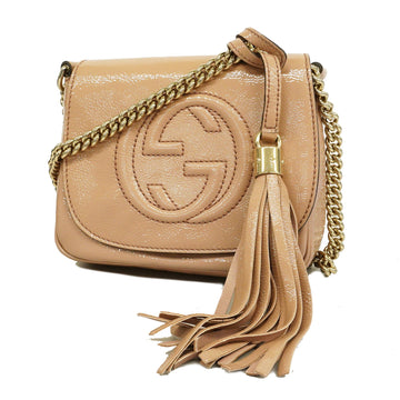 Gucci Soho 323190 Women's Leather Shoulder Bag Pink Beige