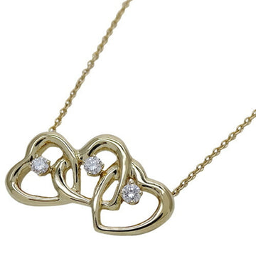 TIFFANY&Co. Necklace Women's Pendant 750YG 3P Diamond Triple Heart Yellow Gold Polished