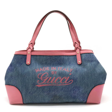 GUCCI Craft Tote Bag Shoulder Leather Blue Pink 348715