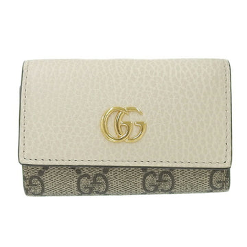 GUCCI GG Supreme Leather Marmont 6 Row Key Case 456118 Beige White Ladies