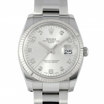 ROLEX Oyster Perpetual Date 115234G Silver Arabic Dial Watch Men's