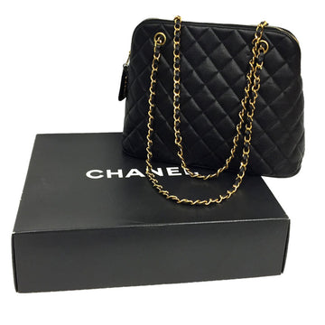 Chanel matelasse chain shoulder bag caviar skin black x back ladies