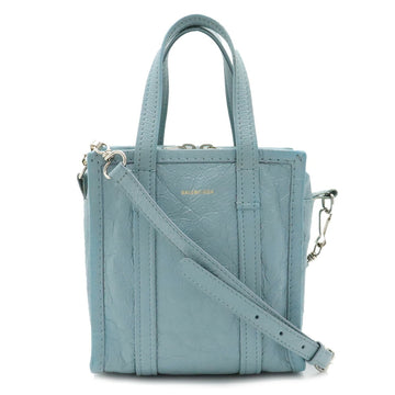 BALENCIAGA Bazaar Shopper XXS Tote Bag Shoulder Leather Baby Blue Light 513988