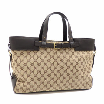 Gucci Tote Bag Ladies Beige Brown GG Canvas Leather 106251 214397 Hand