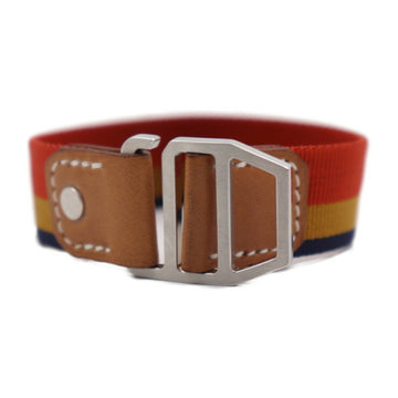 HERMES ROCABAR Rocabar Bracelet Notation Size M Nylon Leather Multicolor Silver Hardware Tricolor