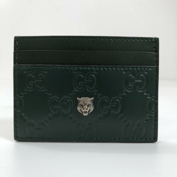 GUCCI Card Case Shima Tiger Netard Detail 428542 Leather Green Ladies