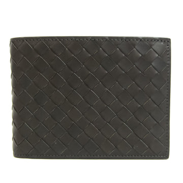 Bottega Veneta Intrecciato 113112 Unisex Calfskin Wallet (bi-fold) Dark Khaki