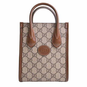 GUCCI Interlocking G GG Supreme Tote Bag Beige Brown PVC