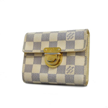 LOUIS VUITTON Trifold Wallet Damier Azur Portefeuille Koala N60013 White Ladies