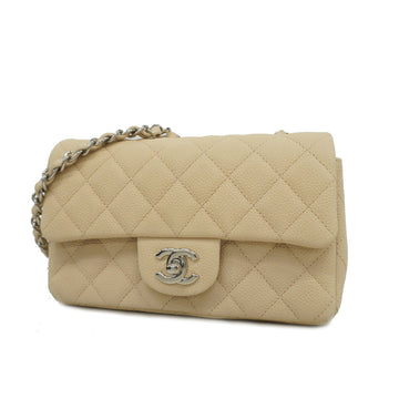 Chanel Matelasse Minimatrasse Single Chain Women's Caviar Leather Shoulder Bag Beige