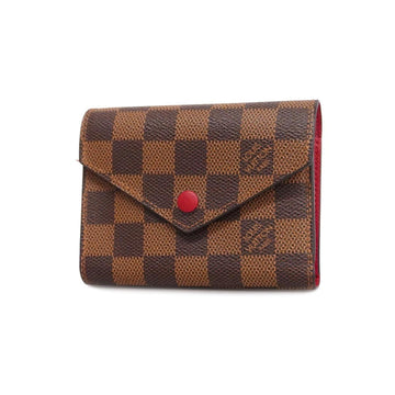 LOUIS VUITTON Trifold Wallet Damier Portefeuille Victorine N41659 Ebene Red Ladies