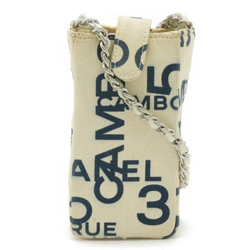 CHANEL by sea mobile case iQOS IQOS shoulder pouch canvas ivory white navy