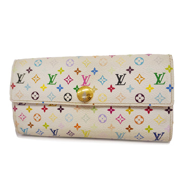 LOUIS VUITTONAuth  Monogram Multicolore Portefeuille Sarah M93744 Blanc,Litchi