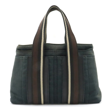 HERMES Troca Horizontal PM Tote Bag Handbag Canvas Leather Black Brown Beige