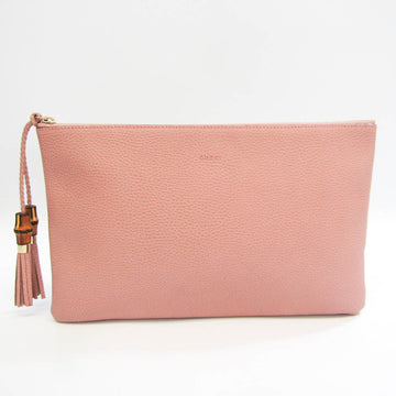 GUCCI Bamboo Tassel 449653 Women's Leather Clutch Bag Pink