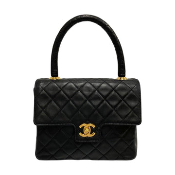 CHANEL Matelasse Cocomark Leather Genuine Lambskin Handbag Black