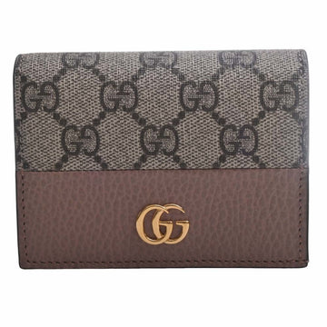 GUCCI GG Marmont Supreme Leather Card Case Bifold Wallet 658610 Beige Pink Ladies