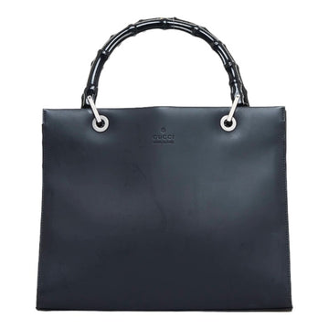 GUCCI Bamboo Handbag Tote Bag 0021016 Black Leather Ladies