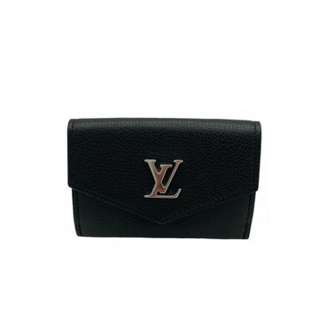 LOUIS VUITTON [] Portefeuille Lock Folding Wallet M63921 Women's Small Card Storage Coin Purse Bifold Petit Pla Silver Gold