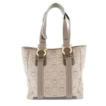 SALVATORE FERRAGAMO Gancini AF-21 5373 Canvas Beige Women's Tote Bag B-Rank