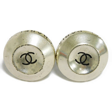 CHANEL Earrings Coco Mark Side Logo Round CC Silver 99P Vintage PARIS Black Ladies Accessories Jewelry