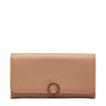 BVLGARI Long Wallet Beige Pink Leather Ladies