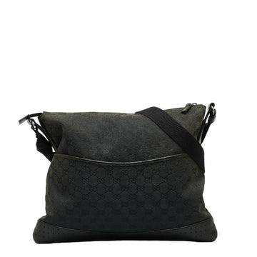 GUCCI GG Canvas Shoulder Bag 145856 Black Leather Women's