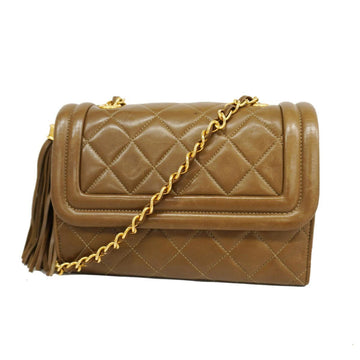 CHANEL Shoulder Bag Matelasse Chain Lambskin Brown Women's