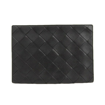 BOTTEGA VENETA Intrecciato Leather Second Bag Clutch Black Ladies