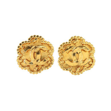 Chanel flower here mark earrings gold 96A accessories vintage