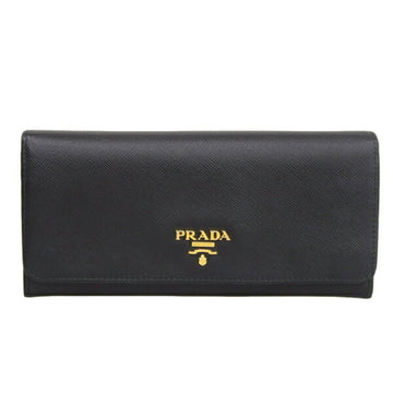 PRADA SAFFIANO METAL bi-fold long wallet 1M1132 black ladies