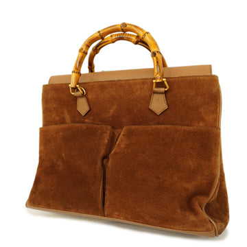 GUCCIAuth  Bamboo Tote Bag 002 123 0322 Women's Suede Tote Bag Brown