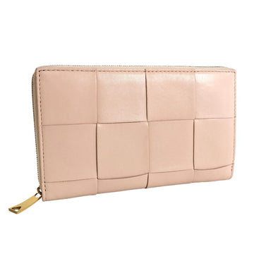 BOTTEGA VENETA Long Wallet Cassette Zip Around Leather Pink Women's BOTTEGAVENETA