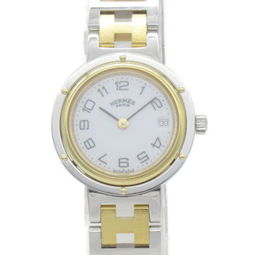 HERMES Clipper Wrist Watch Watch Wrist Watch CL2.440 Quartz White Gold Plated Stainless Steel