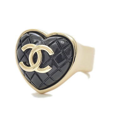 Chanel Cocomark Matelasse Heart Ring Black/Gold B22K