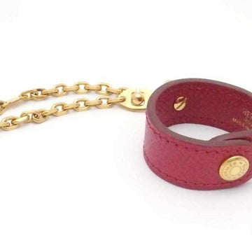 HERMES charm glove holder leather/metal red x gold unisex e54486a