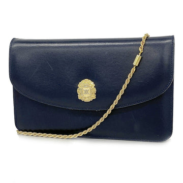 CELINE shoulder bag leather navy ladies