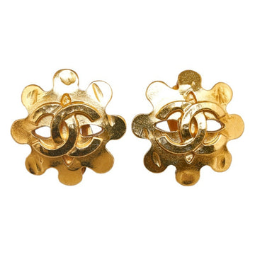 CHANEL Cocomark Sun Motif Earrings Gold Plated Women's