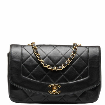 CHANEL Matelasse Diana 22 Coco Mark Chain Shoulder Bag Black Gold Lambskin Women's