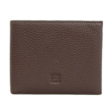 LOEWE Leather Bifold Compact Wallet Billfold Brown Ladies