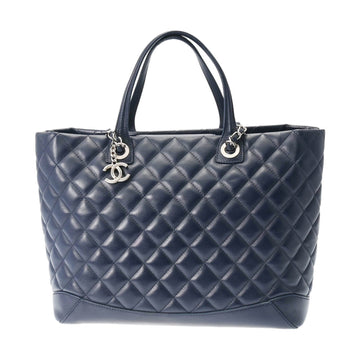 CHANEL Chain Tote Navy Women's Calf Bag