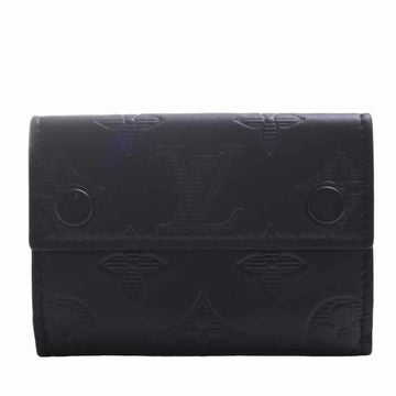 Louis Vuitton Monogram Shadow Discovery Compact Trifold Wallet Black Leather