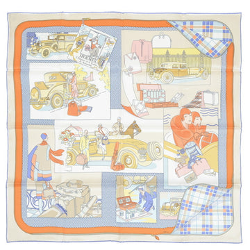 HERMES Carre 70 Muffler/Scarf Car Comfort Vanilla/Blue/Jaune 100% Silk