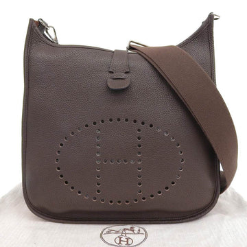 HERMES Evelyn 3 GM Shoulder Bag Taurillon Clemence Dark Brown P stamp