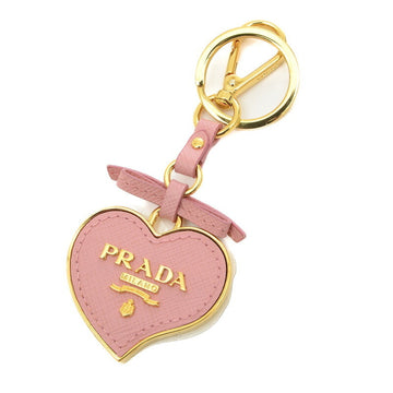 PRADA Metal Logo Heart Key Ring Saffiano Leather/Metal Pink/Gold